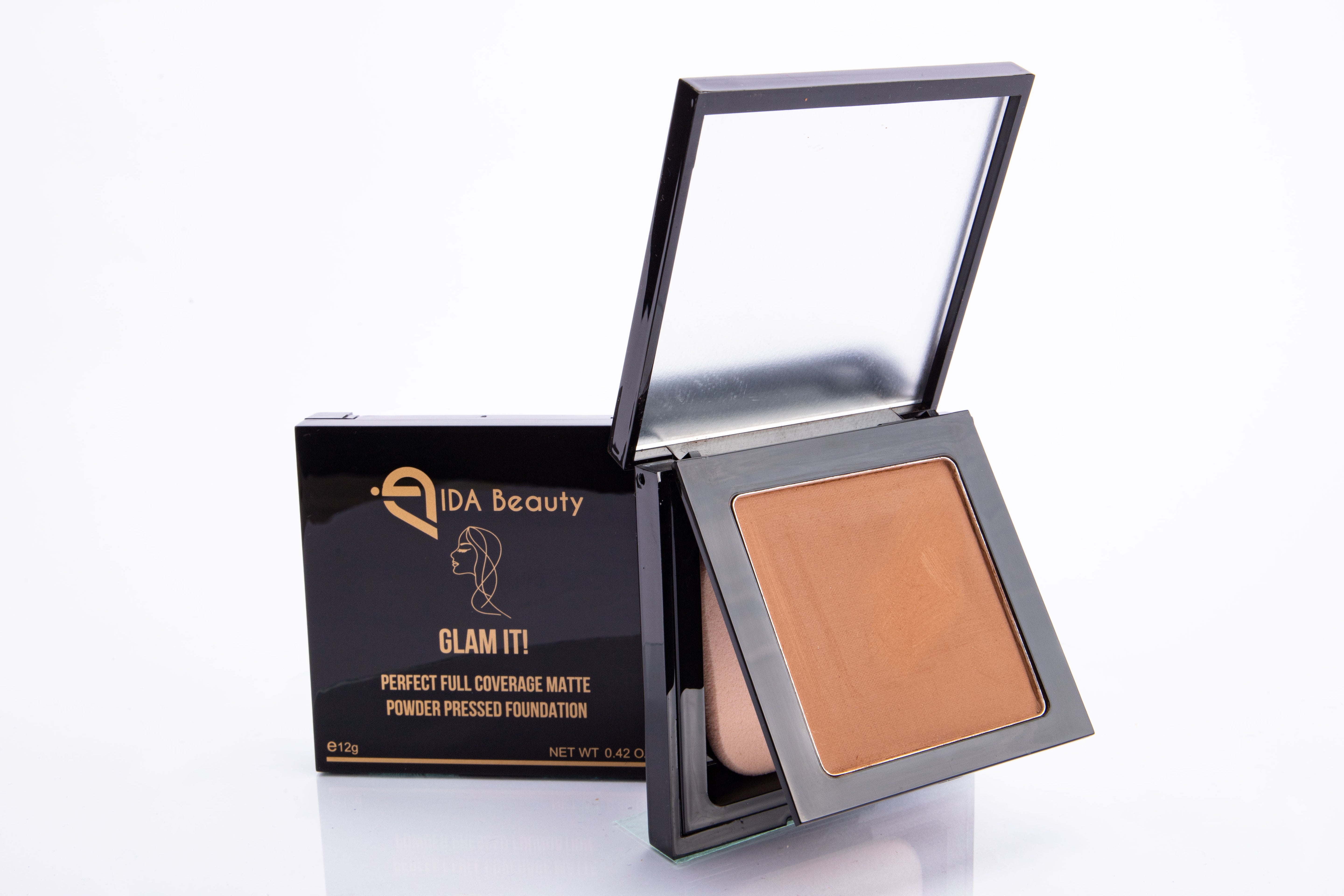 Glam It! Perfect Full Coverage Matte Powder Pressed Foundation. 100% Organic, Cruelty-Free, Gluten-Free, Vegan & Halal