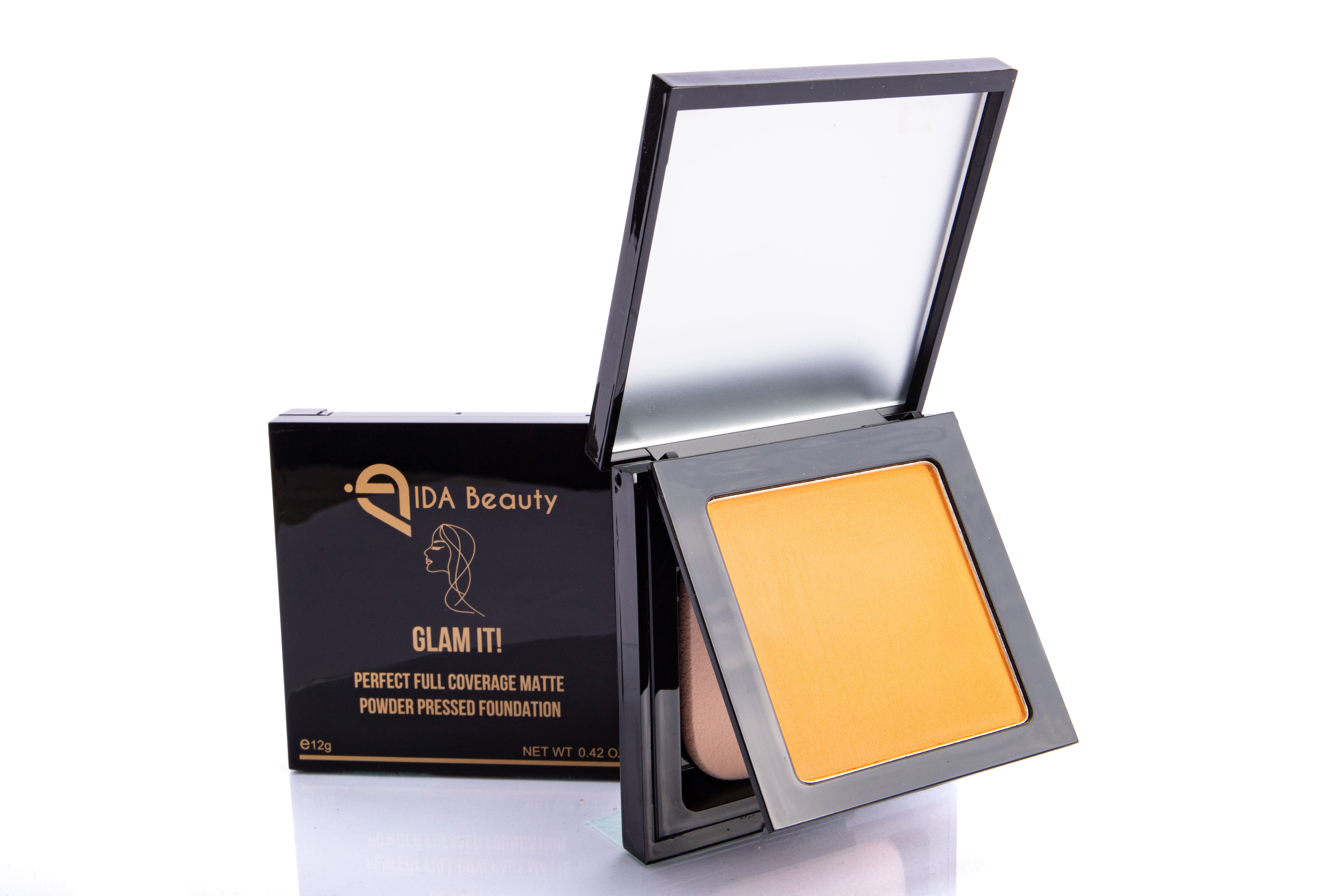 Glam It! Perfect Full Coverage Matte Powder Pressed Foundation. Provides Ultra-Hydration with Caking or Creasing