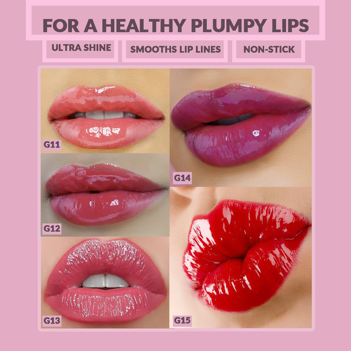 HueKiss Ink Colour Lip Gloss Shades. No Smudging, Transferring, Fading, Flaking, Clumping