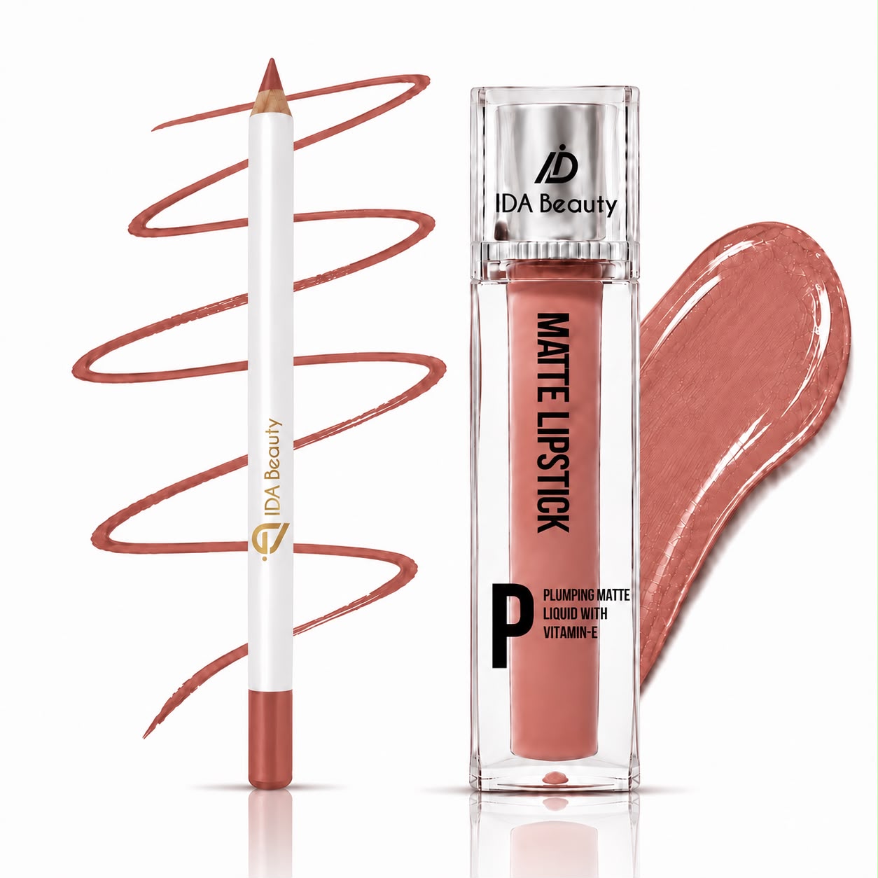 Nude Seduction lipstick and lip liner combo by IDA Beauty